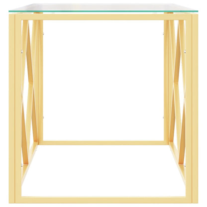 Salontafel 0X45X45 Cm Roestvrij Staal En Goud Glas