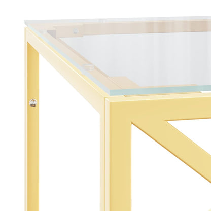 Salontafel 0X45X45 Cm Roestvrij Staal En Goud Glas