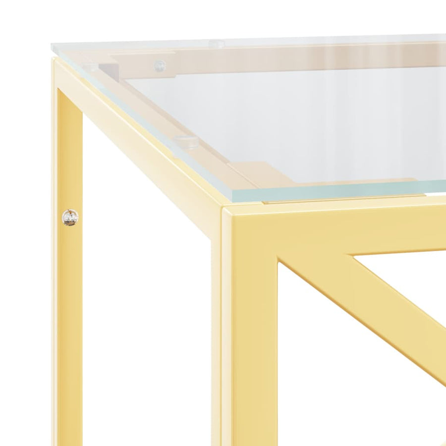 Salontafel 0X45X45 Cm Roestvrij Staal En Goud Glas