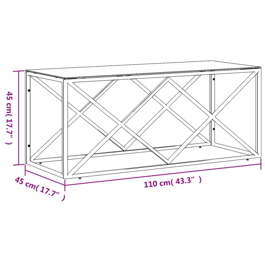 Salontafel 0X45X45 Cm Roestvrij Staal En Goud Glas