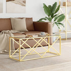 Coffee table 110x45x45 cm stainless steel and glass
