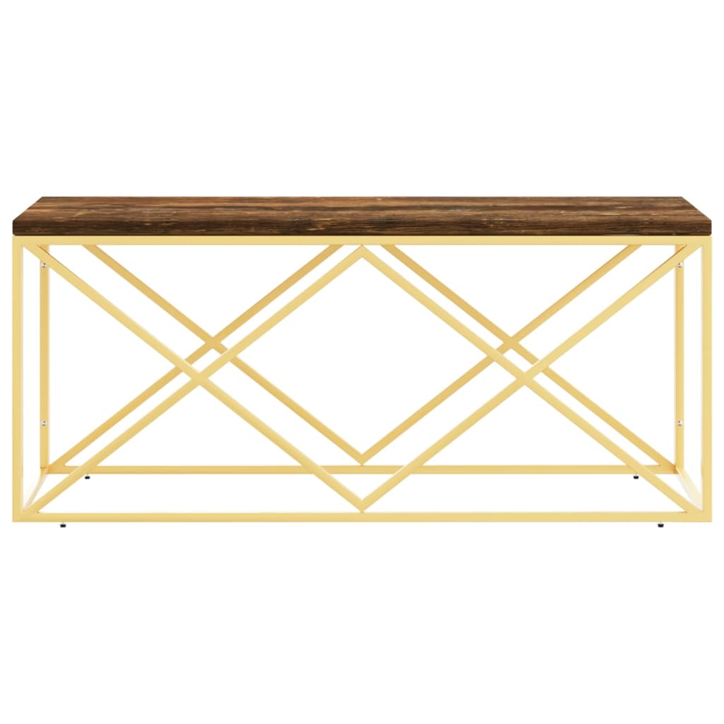 Salontafel Roestvrij Staal En Massief Hergebruikt Goud Hout