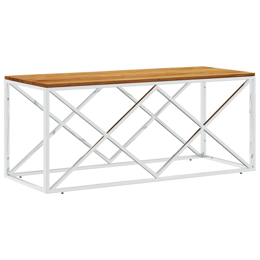 Salontafel Roestvrij Staal En Massief Acacia Zilverkleurig en bruin Hout
