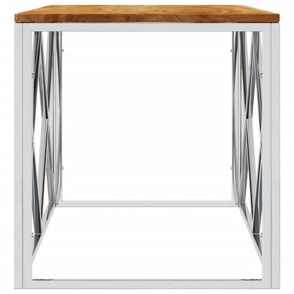 Salontafel Roestvrij Staal En Massief Acacia Zilverkleurig en bruin Hout