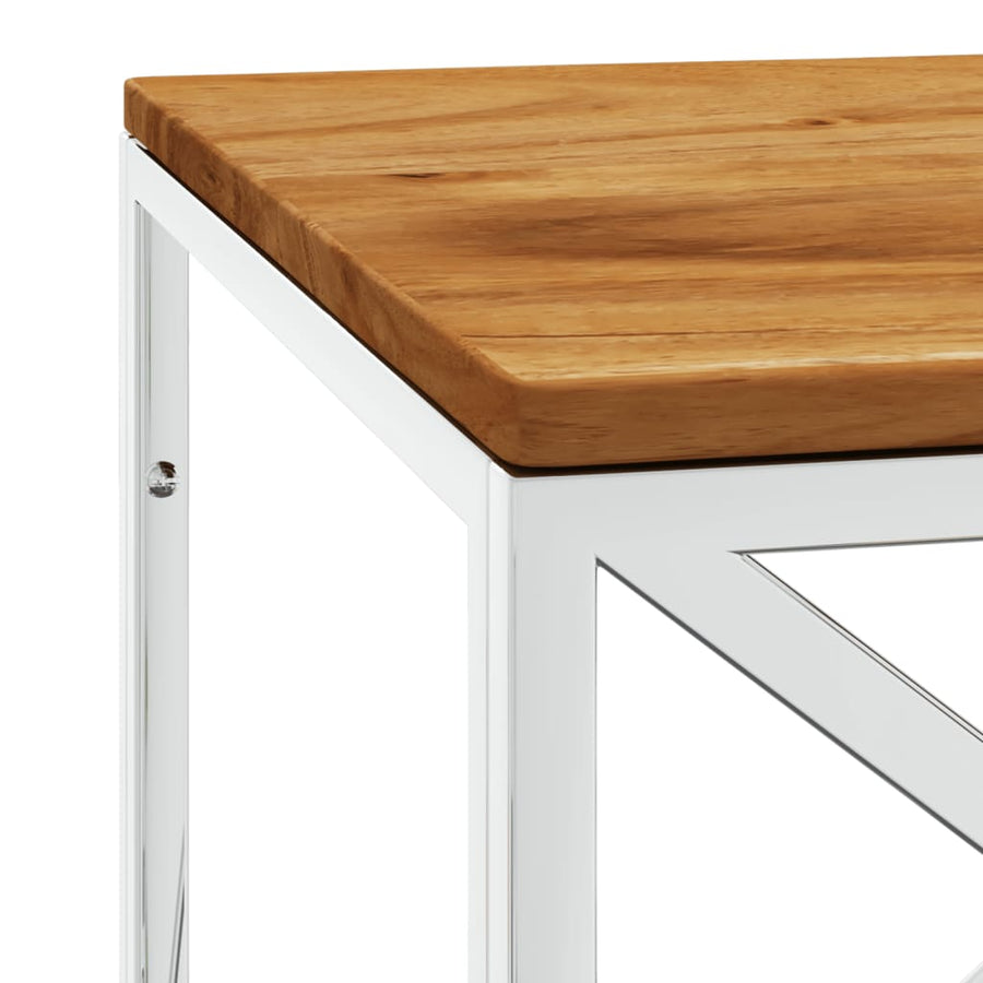 Salontafel Roestvrij Staal En Massief Acacia Zilverkleurig en bruin Hout