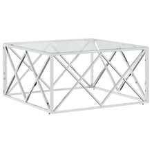 Salontafel 80X80X40 Cm Roestvrij Staal En Zilver Glas