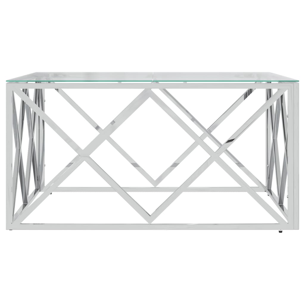 Salontafel 80X80X40 Cm Roestvrij Staal En Zilver Glas