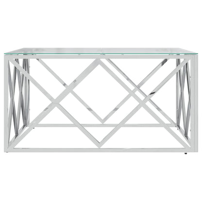 Salontafel 80X80X40 Cm Roestvrij Staal En Zilver Glas