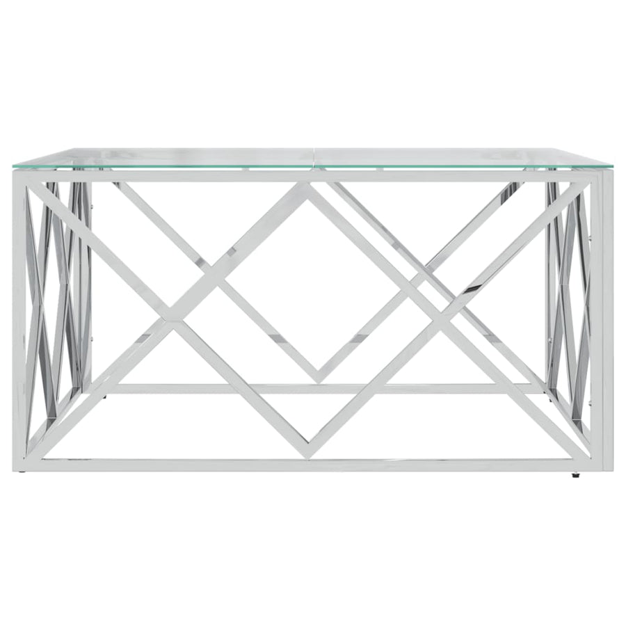 Salontafel 80X80X40 Cm Roestvrij Staal En Zilver Glas