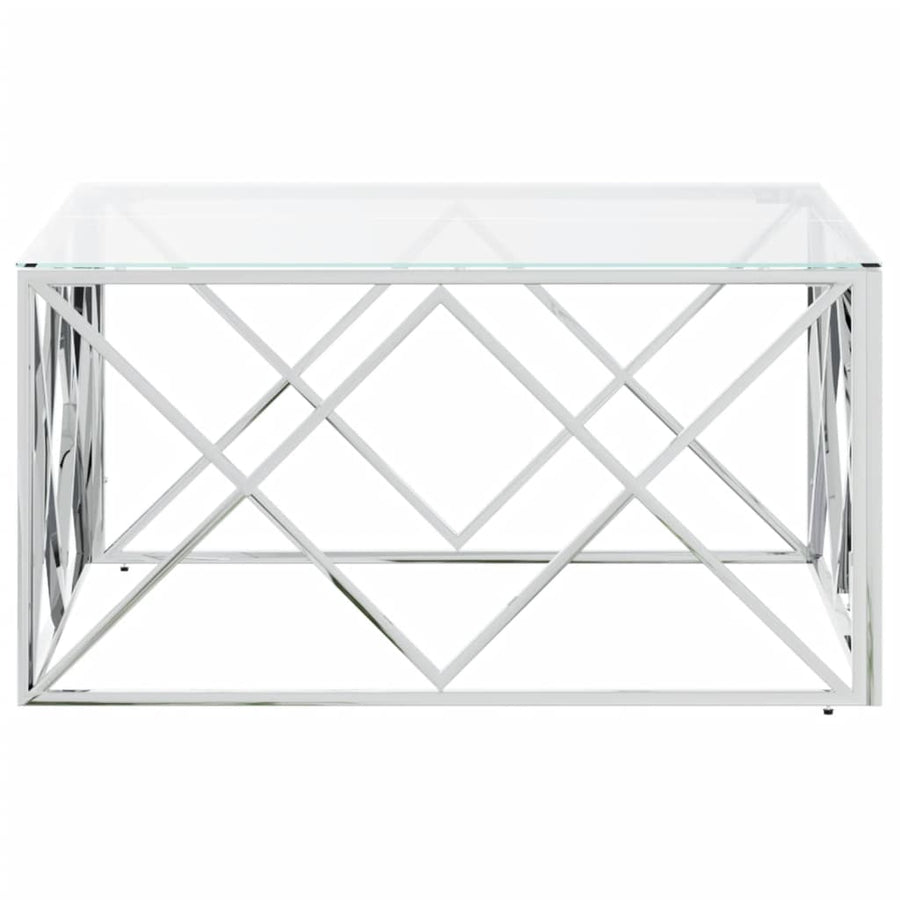 Salontafel 80X80X40 Cm Roestvrij Staal En Zilver Glas