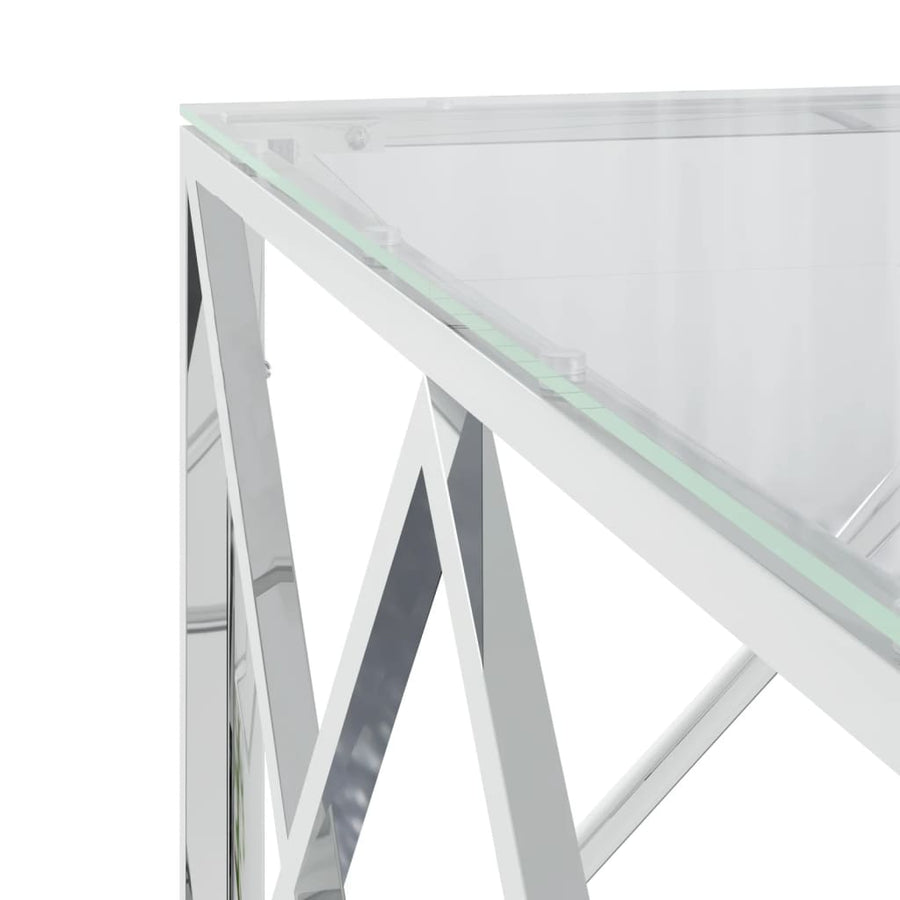 Salontafel 80X80X40 Cm Roestvrij Staal En Zilver Glas