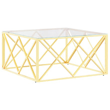 Salontafel 80X80X40 Cm Roestvrij Staal En Goud Glas