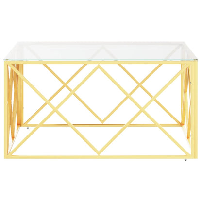 Salontafel 80X80X40 Cm Roestvrij Staal En Goud Glas