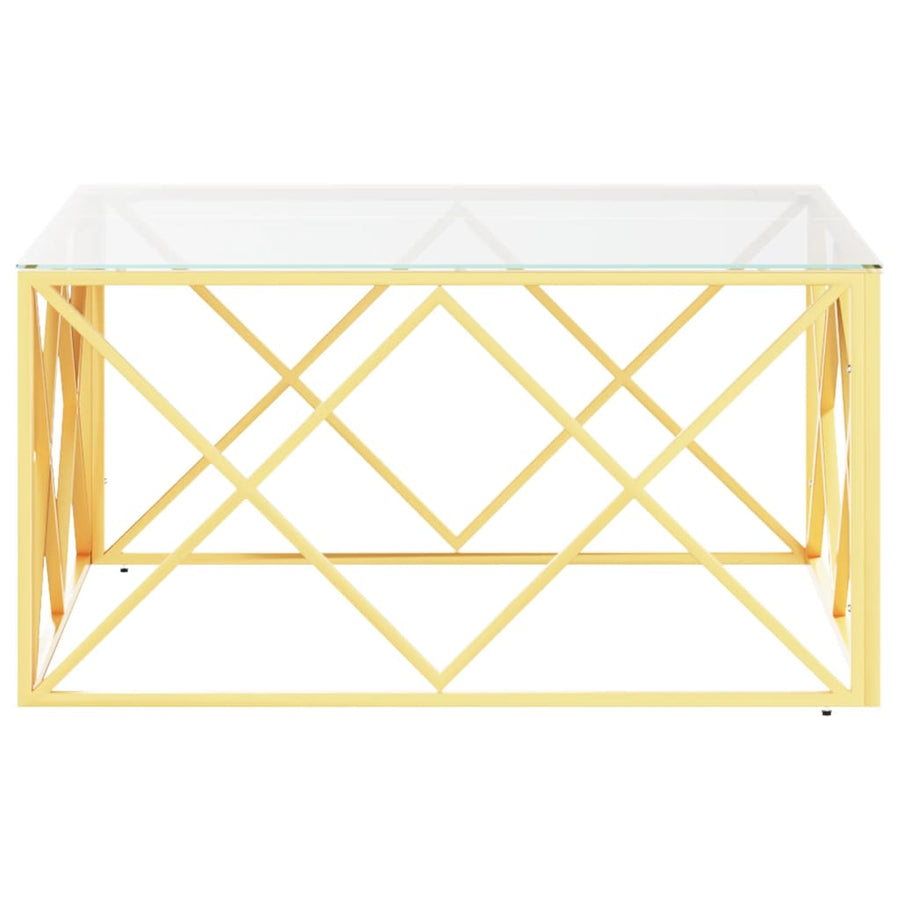 Salontafel 80X80X40 Cm Roestvrij Staal En Goud Glas