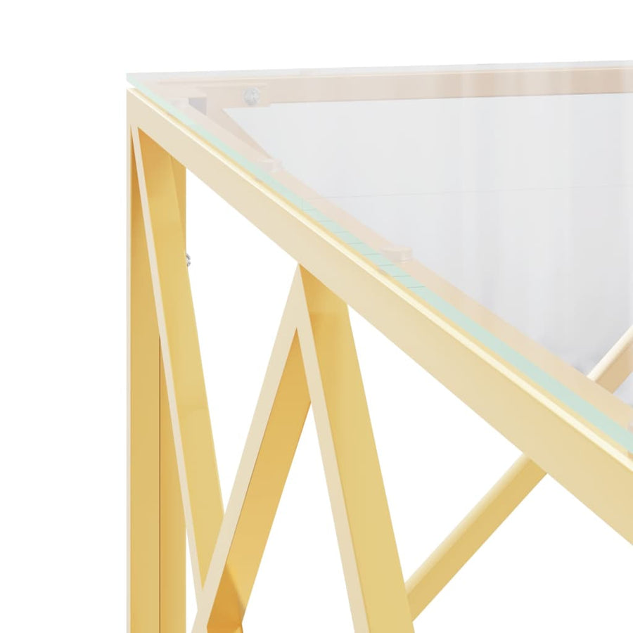 Salontafel 80X80X40 Cm Roestvrij Staal En Goud Glas