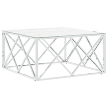 Salontafel 80X80X40 Cm Roestvrij Staal En Kleurig Zilver en wit Glas