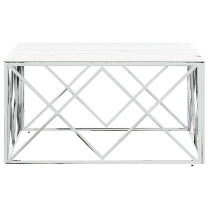 Salontafel 80X80X40 Cm Roestvrij Staal En Kleurig Zilver en wit Glas