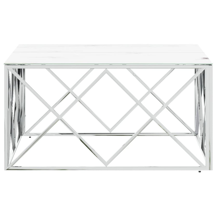 Salontafel 80X80X40 Cm Roestvrij Staal En Kleurig Zilver en wit Glas