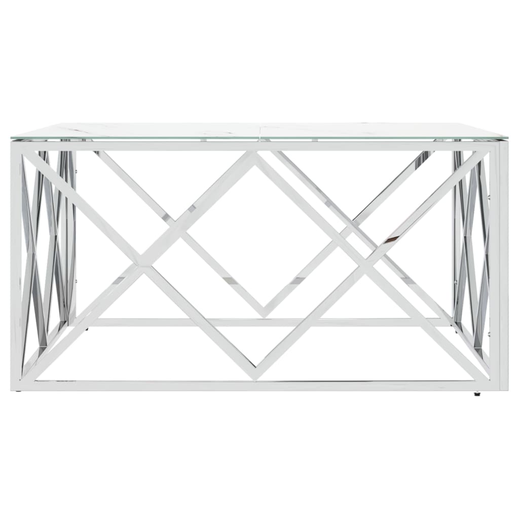 Salontafel 80X80X40 Cm Roestvrij Staal En Kleurig Zilver en wit Glas