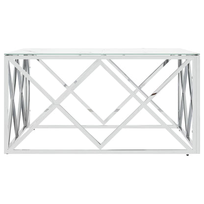 Salontafel 80X80X40 Cm Roestvrij Staal En Kleurig Zilver en wit Glas
