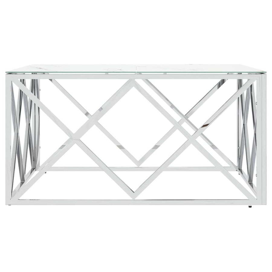 Salontafel 80X80X40 Cm Roestvrij Staal En Kleurig Zilver en wit Glas