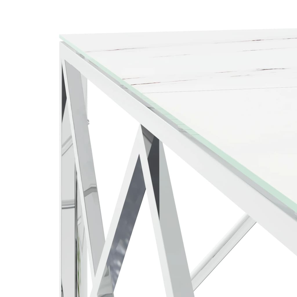 Salontafel 80X80X40 Cm Roestvrij Staal En Kleurig Zilver en wit Glas
