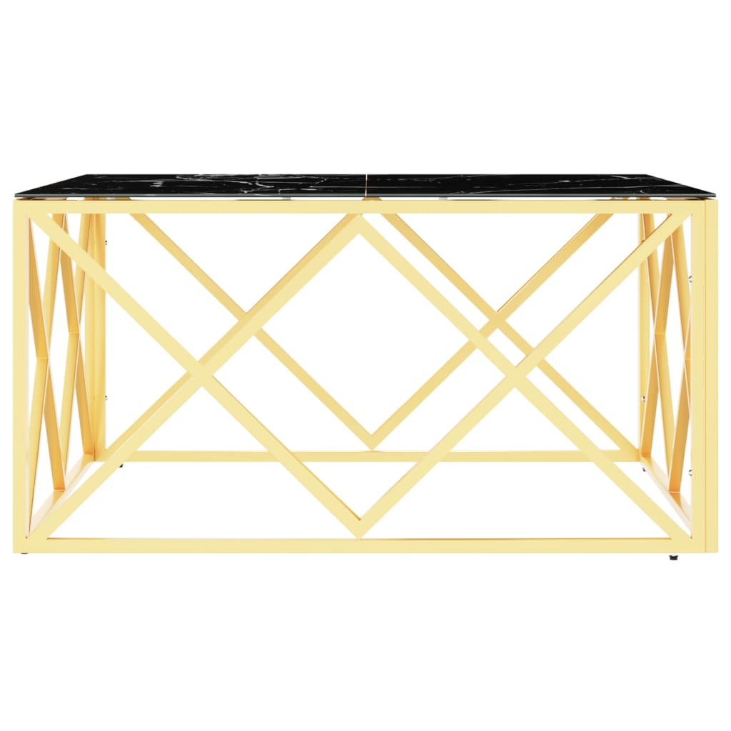 Salontafel 80X80X40 Cm Roestvrij Staal En Kleurig Goud en zwart Glas