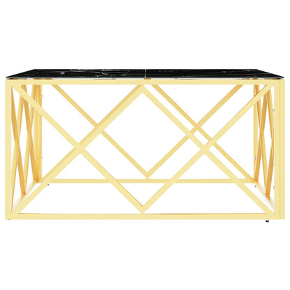 Salontafel 80X80X40 Cm Roestvrij Staal En Kleurig Goud en zwart Glas
