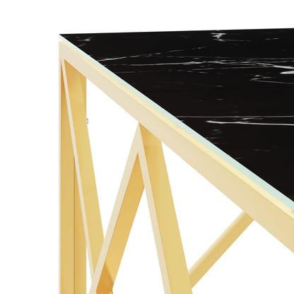 Salontafel 80X80X40 Cm Roestvrij Staal En Kleurig Goud en zwart Glas