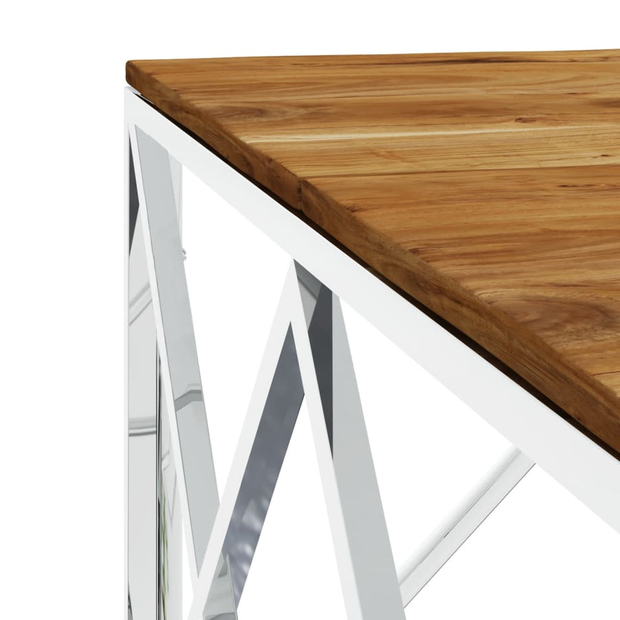 Salontafel Roestvrij Staal En Massief Acacia Zilverkleurig en bruin Hout