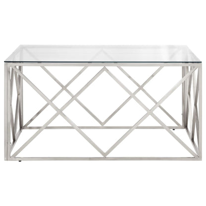 Salontafel Roestvrijstaal En Gehard Kleurig Zilver Glas