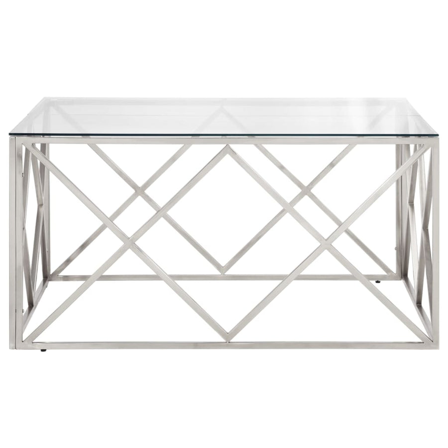 Salontafel Roestvrijstaal En Gehard Kleurig Zilver Glas