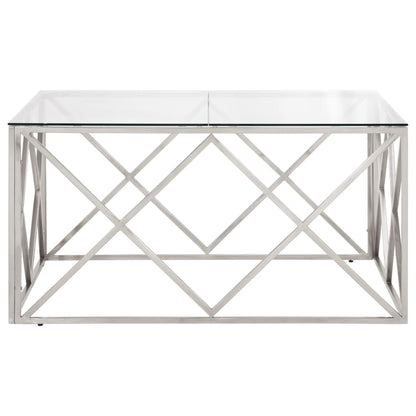 Salontafel Roestvrijstaal En Gehard Kleurig Zilver Glas
