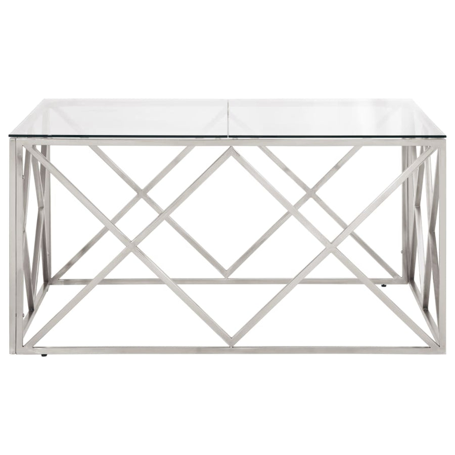 Salontafel Roestvrijstaal En Gehard Kleurig Zilver Glas