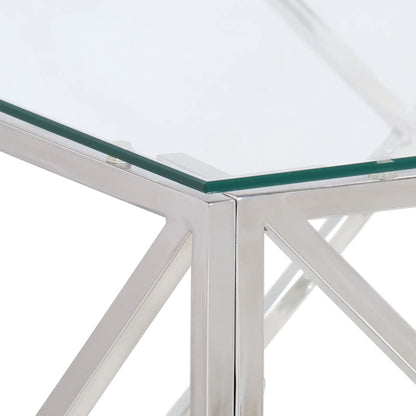 Salontafel Roestvrijstaal En Gehard Kleurig Zilver Glas