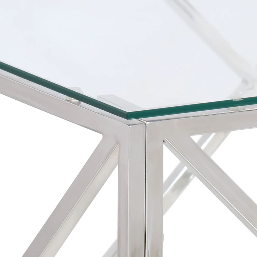 Salontafel Roestvrijstaal En Gehard Kleurig Zilver Glas