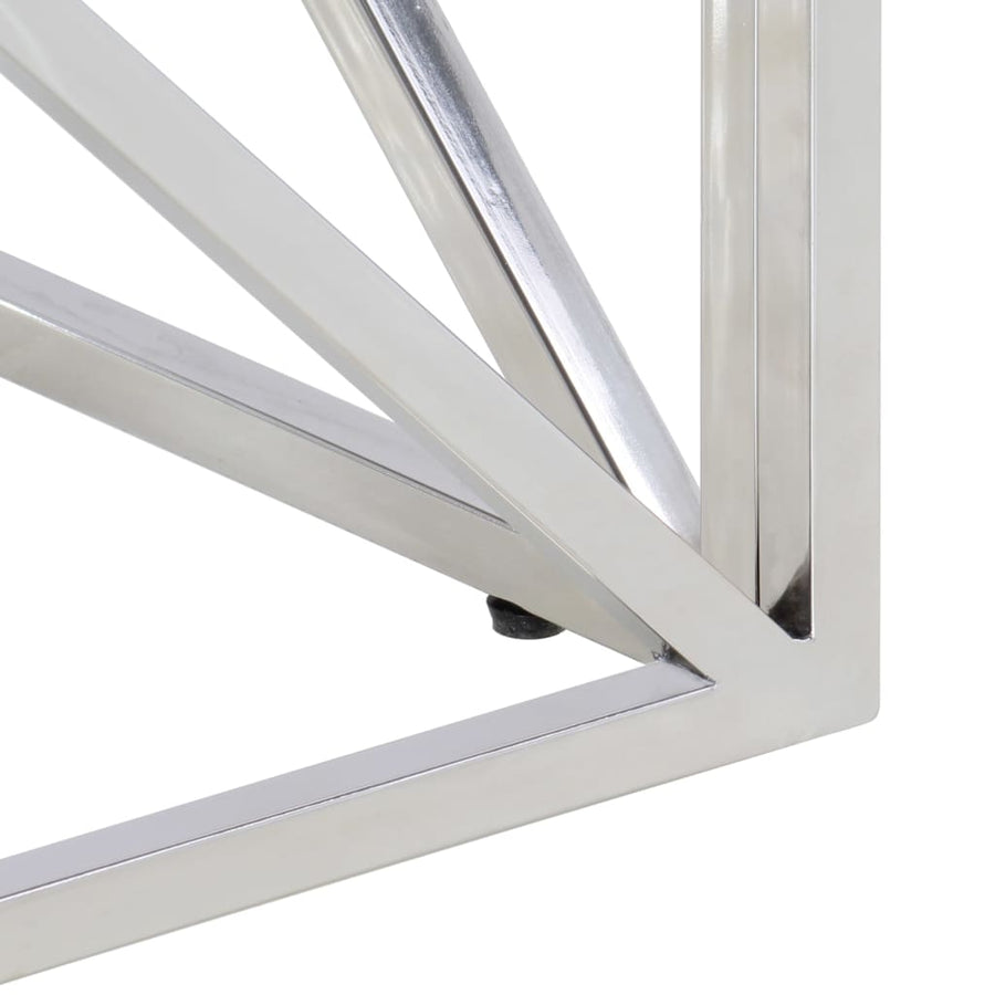 Salontafel Roestvrijstaal En Gehard Kleurig Zilver Glas