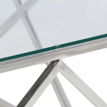 Salontafel Roestvrijstaal En Gehard Kleurig Zilver Glas