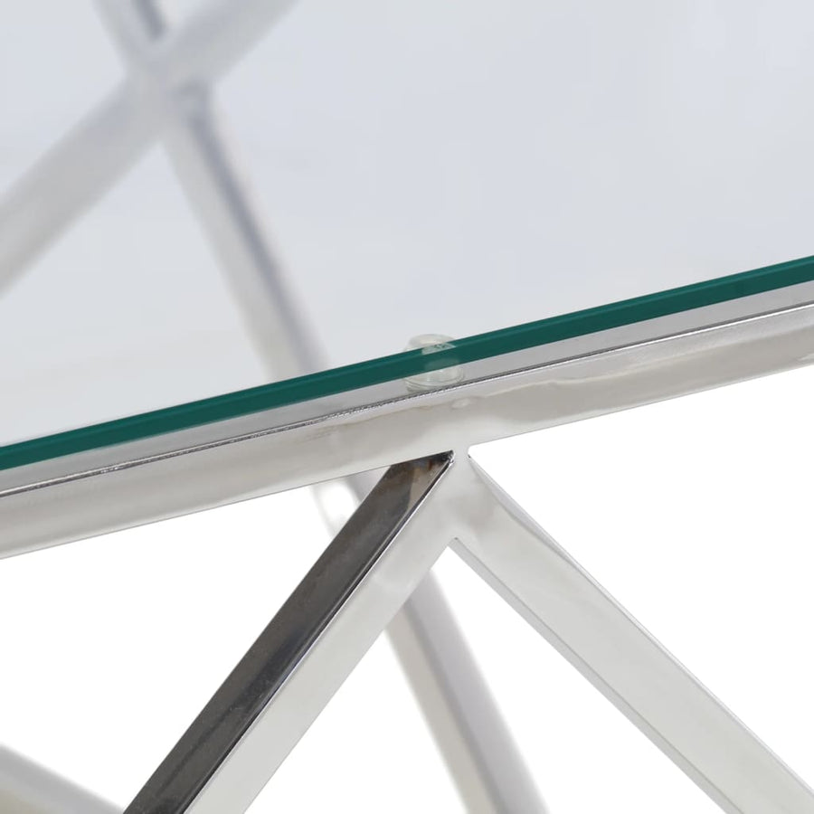 Salontafel Roestvrijstaal En Gehard Kleurig Zilver Glas