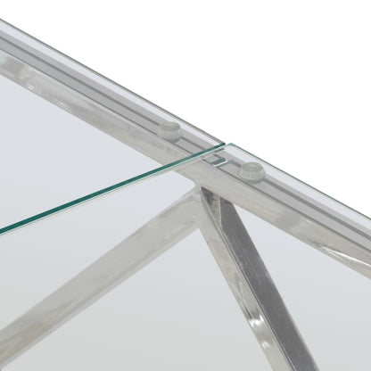 Salontafel Roestvrijstaal En Gehard Kleurig Zilver Glas