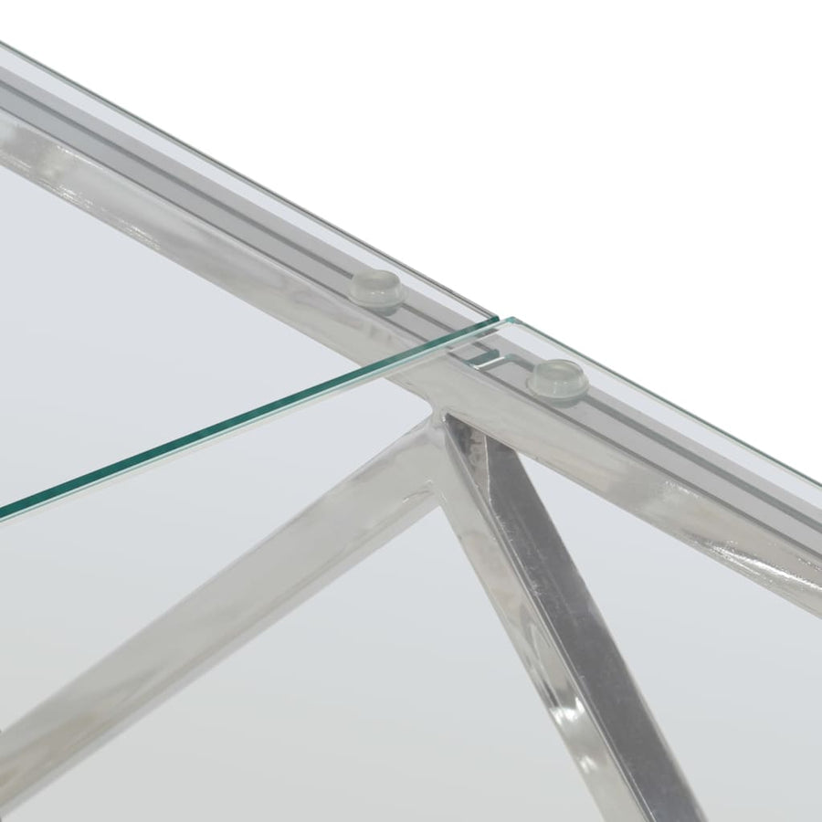 Salontafel Roestvrijstaal En Gehard Kleurig Zilver Glas