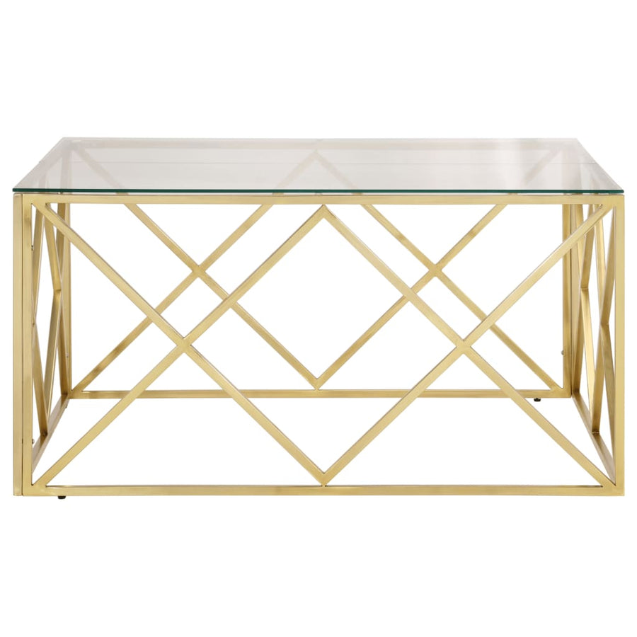 Salontafel Roestvrijstaal En Gehard Kleurig Goud Glas