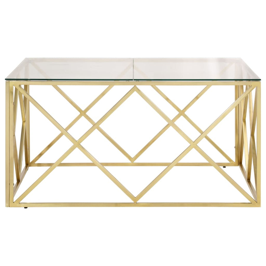 Salontafel Roestvrijstaal En Gehard Kleurig Goud Glas