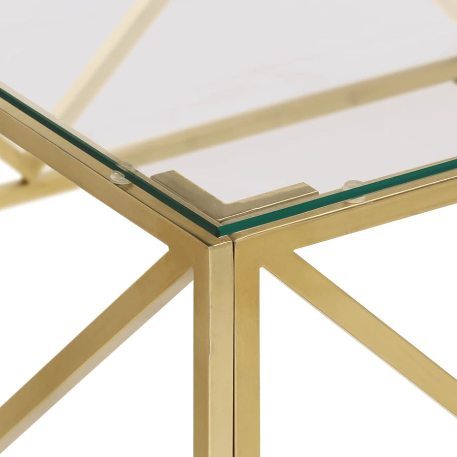 Salontafel Roestvrijstaal En Gehard Kleurig Goud Glas