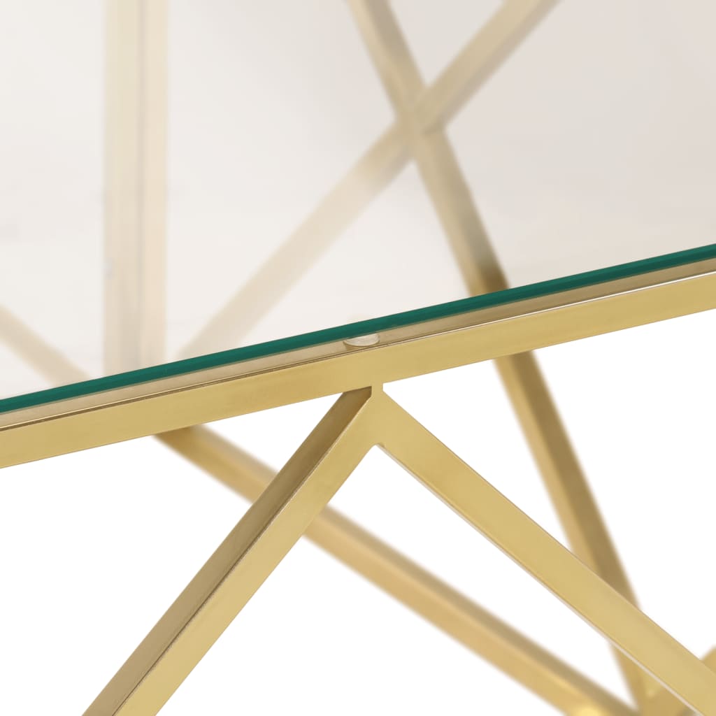 Salontafel Roestvrijstaal En Gehard Kleurig Goud Glas