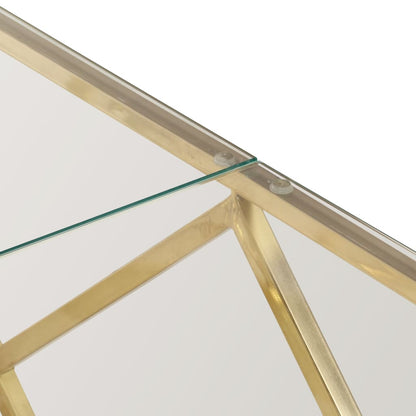 Salontafel Roestvrijstaal En Gehard Kleurig Goud Glas