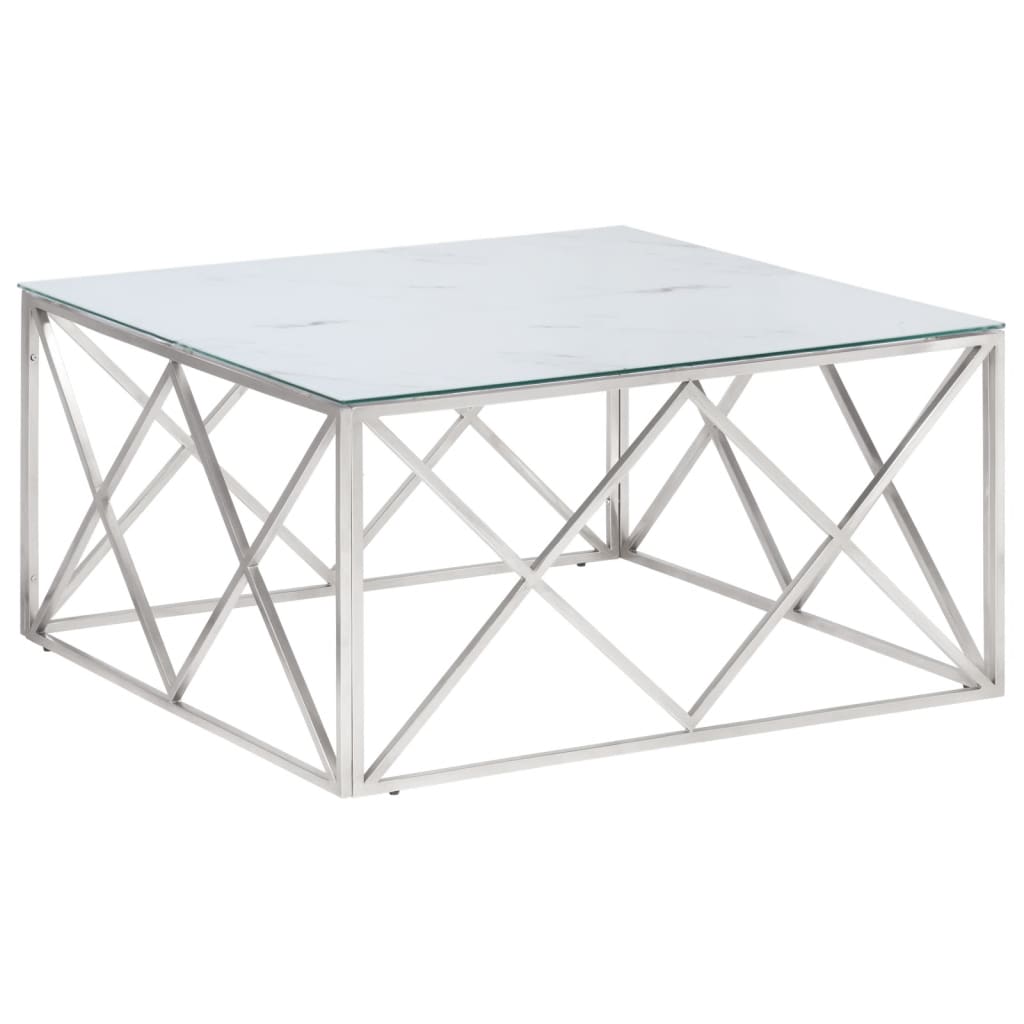 Salontafel Roestvrijstaal En Gehard Kleurig Zilver en wit Glas