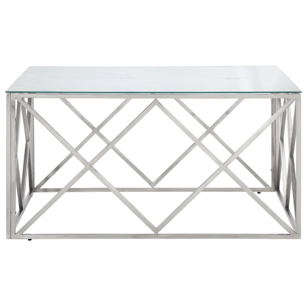 Salontafel Roestvrijstaal En Gehard Kleurig Zilver en wit Glas
