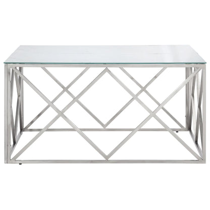 Salontafel Roestvrijstaal En Gehard Kleurig Zilver en wit Glas