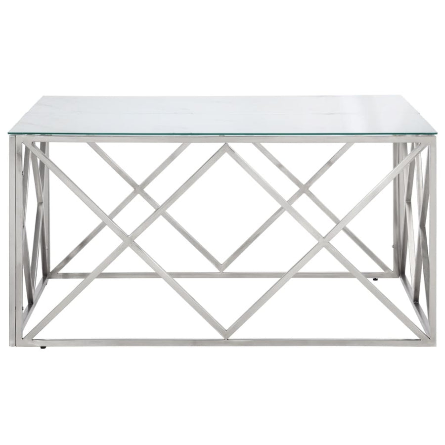 Salontafel Roestvrijstaal En Gehard Kleurig Zilver en wit Glas